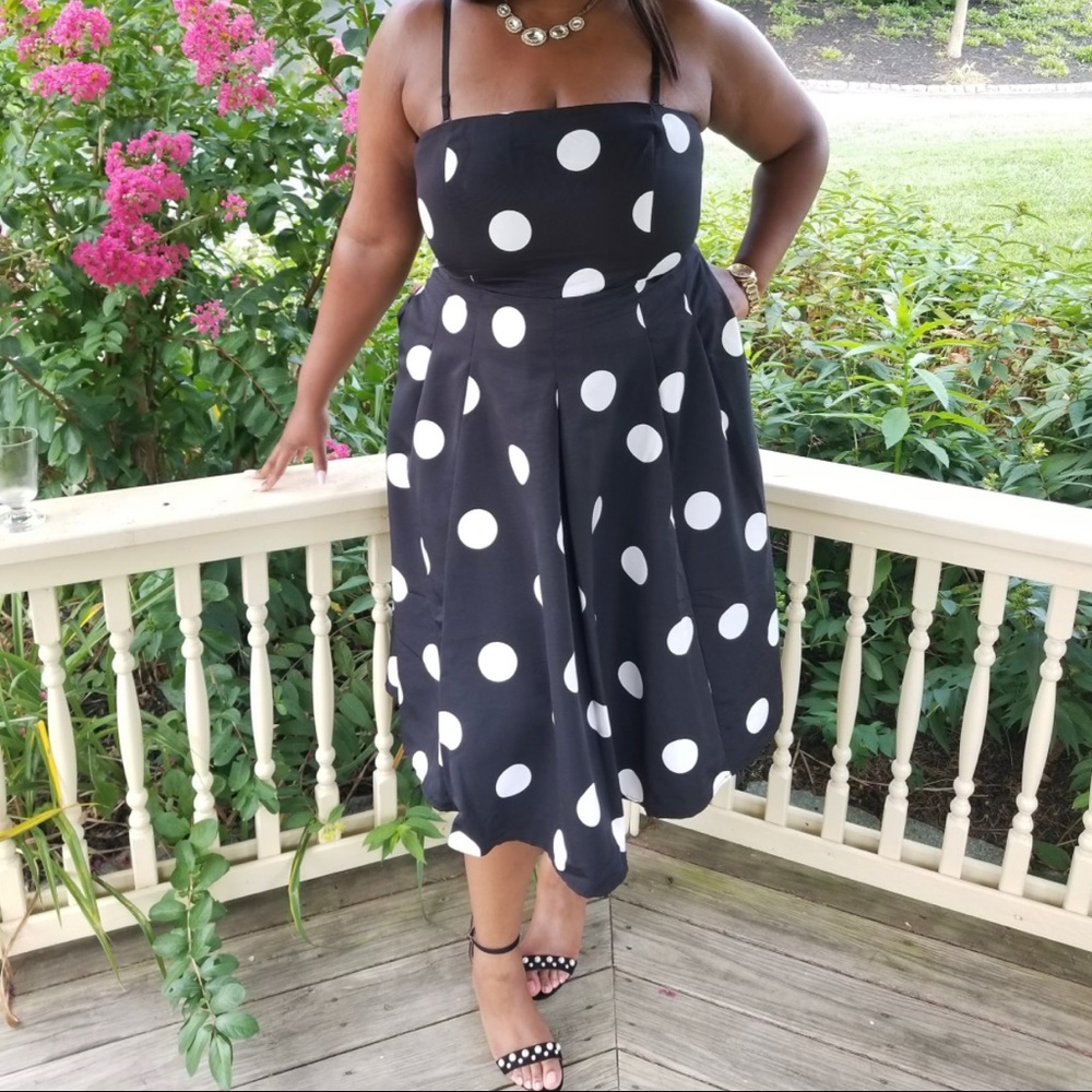 NEW YORK &CO. Strapless Polka dot A line dress